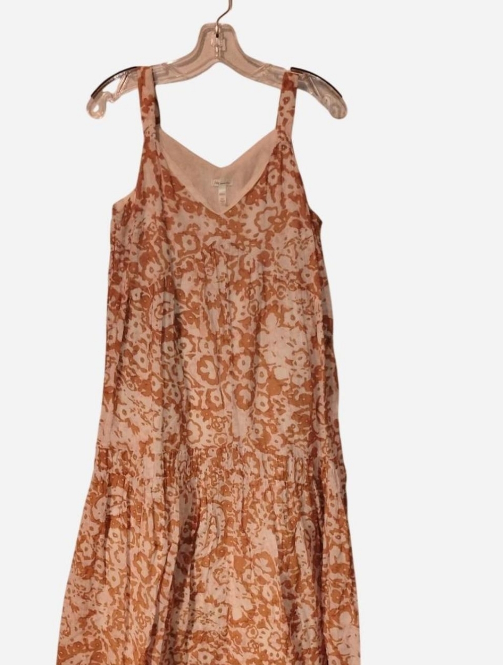 Joie Limited Edition 100% Cotton Floral Tiered Maxi Dress XS Terracotta Tan